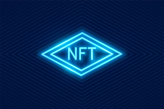 Free Vector neon style nft non fungible token blue background