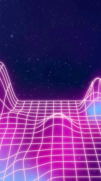 Free Vector neon synthwave  background with design space