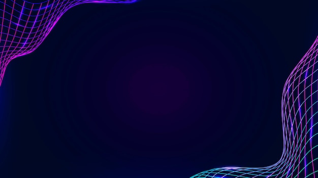 Neon synthwave  border on a dark purple blog banner template vector