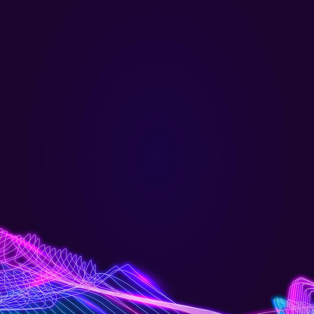 Free Vector neon synthwave  border on a squared dark purple template