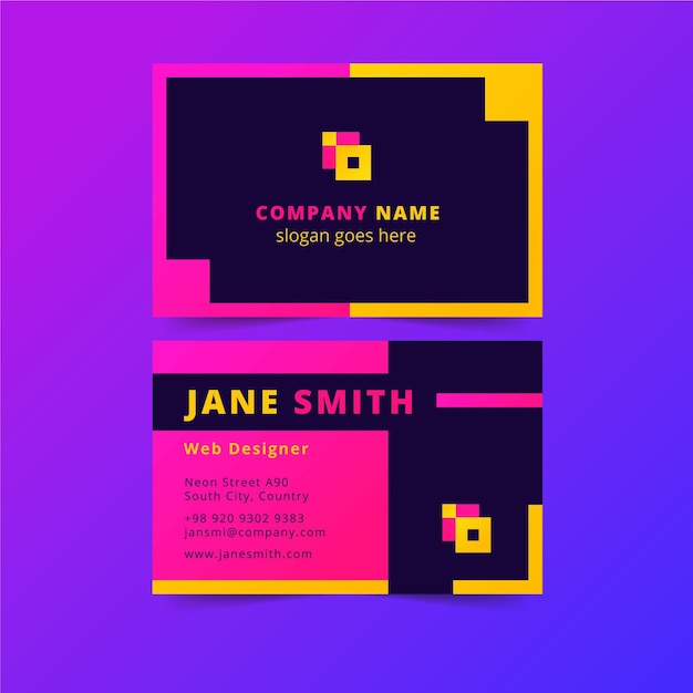 Neon template for business cards