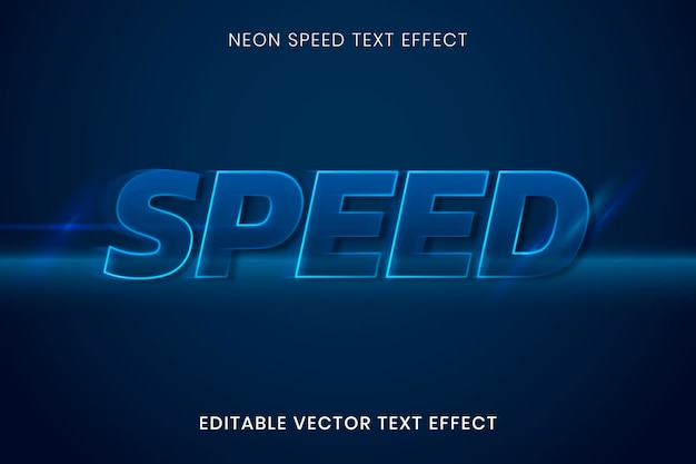 Neon text effect vector template, speed high quality template