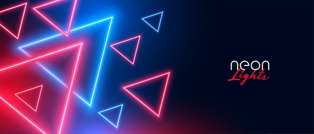 Neon triangle shapes in red and blue color