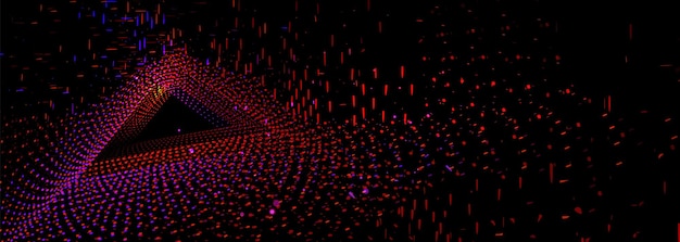 Free Vector neon triangular tunnel on black background