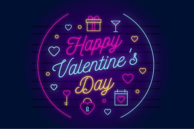 Neon valentine's day background