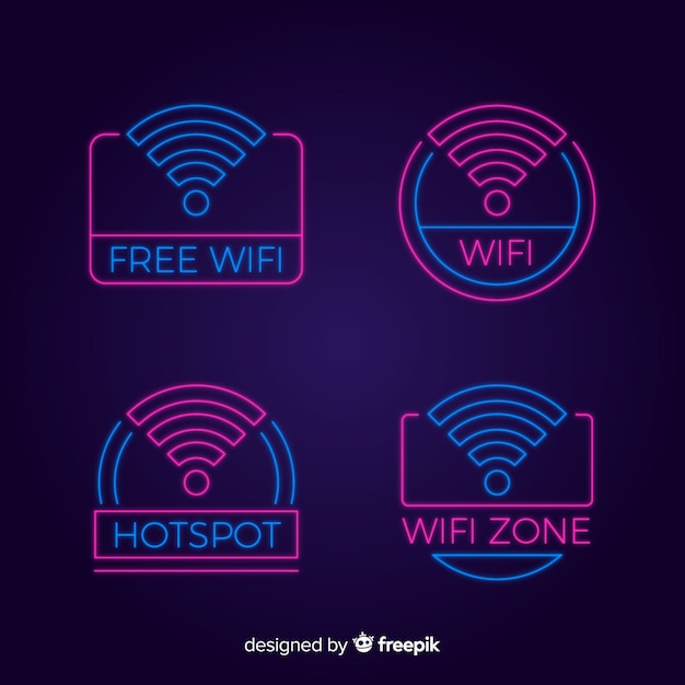 Free Vector neon wifi sign collection