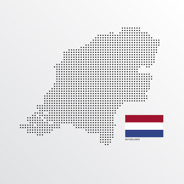 Netherland Map design with flag and light background vector 