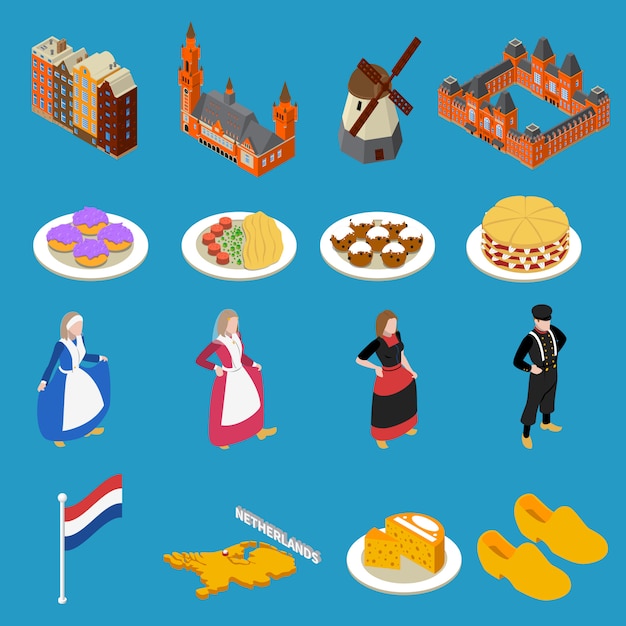 Free Vector netherlands tourist icons