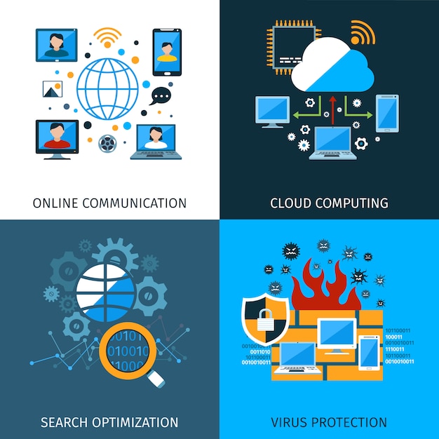 Free Vector network security concept set