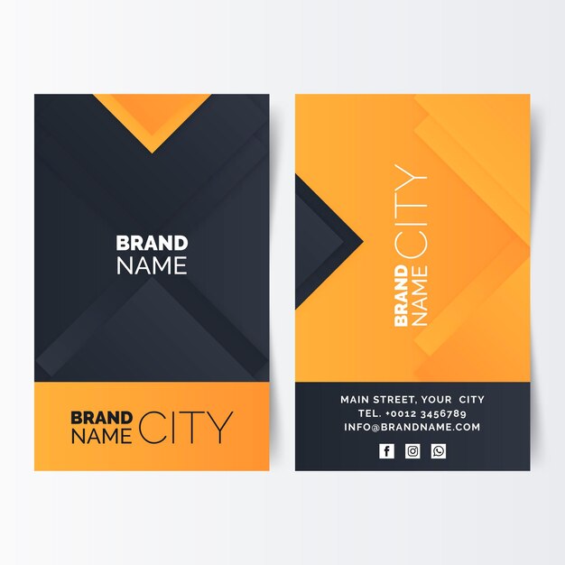 Neumorph orange details business card template