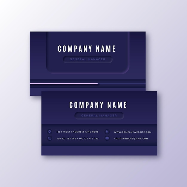 Free Vector neumorph purple business card template