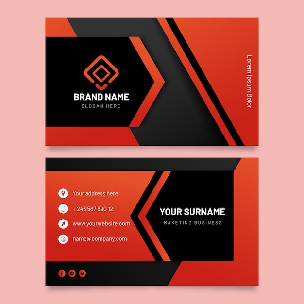 Neumorph red details business card