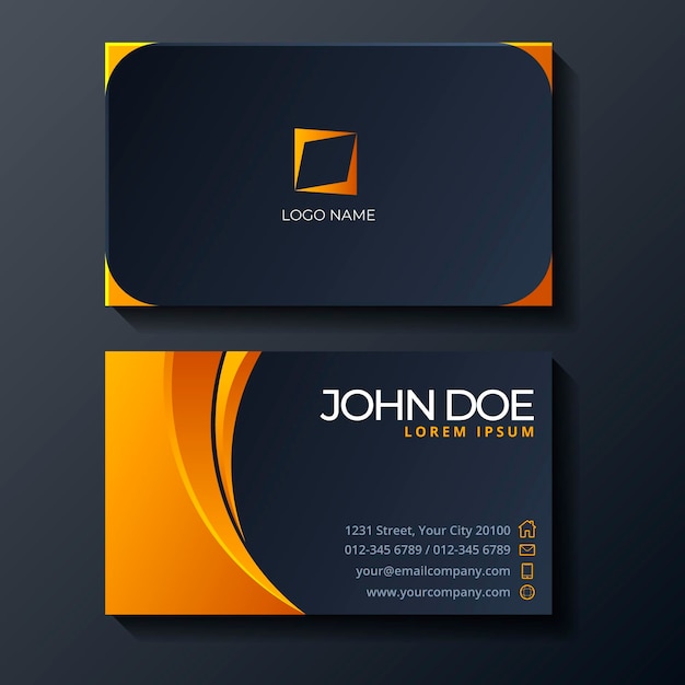 Neumorph yellow details business card template