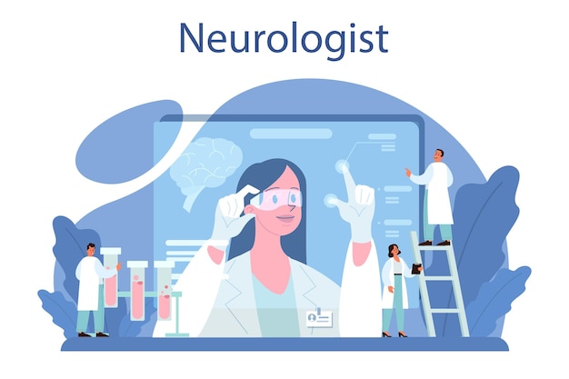 Free Vector neurologist concept doctor examine human brain idea of doctor caring about patient health medical mri diagnosis and consultation vector illustration in cartoon style