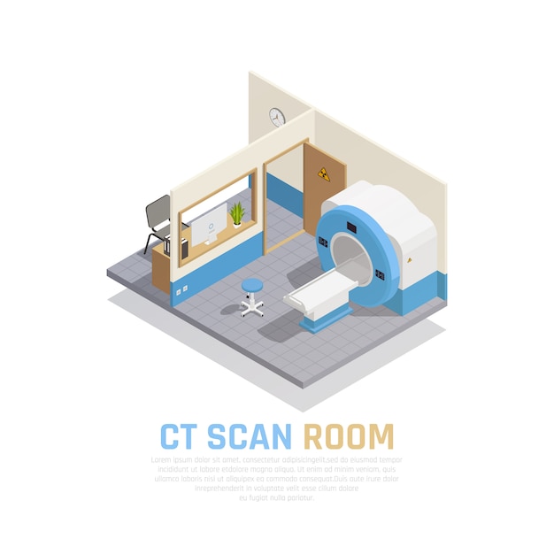 Neurology and neural surgery isometric concept with scan room