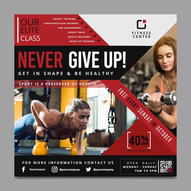 Never give up sport flyer template