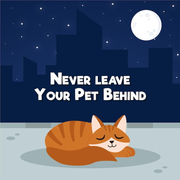 Free Vector never leave your pet behind concept illustration with cat