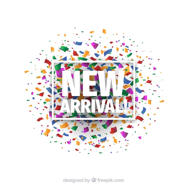 New arrival background with colorful confetti