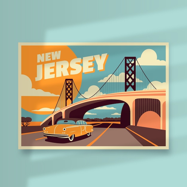 Free Vector new jersey postcard illustration