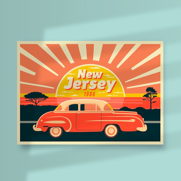 Free Vector new jersey postcard illustration