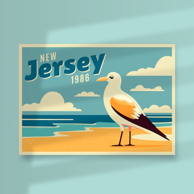 Free Vector new jersey postcard illustration