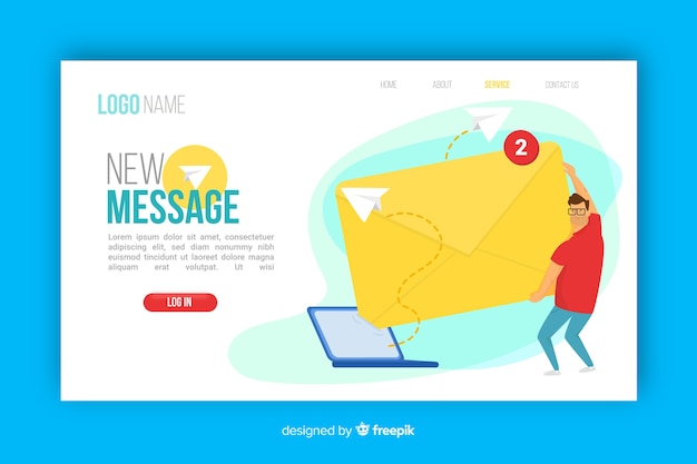 Free Vector new message concept for landing page