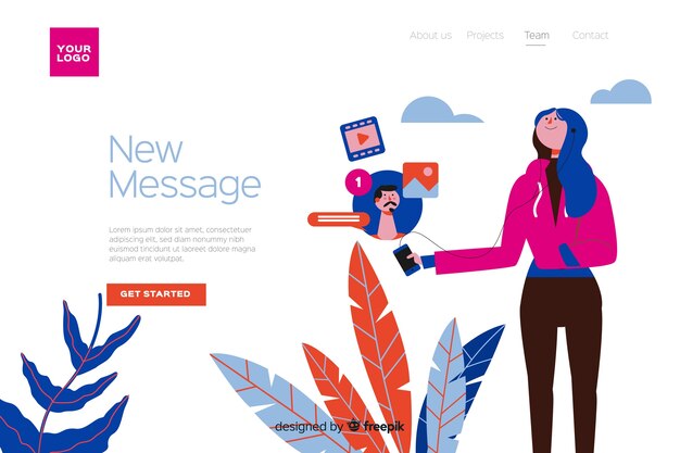 New message concept for landing page