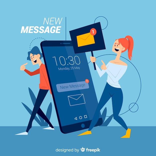 Free Vector new message landing page concept