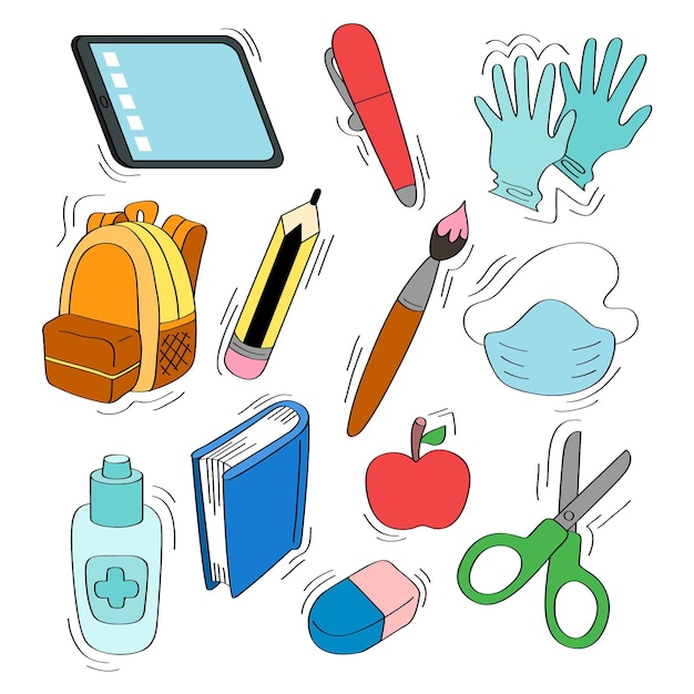 Free Vector new normal school supplies collection