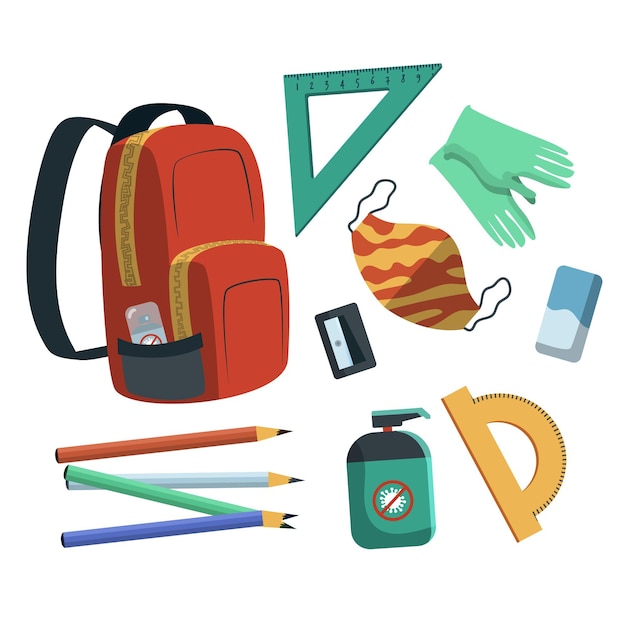 Free Vector new normal school supplies