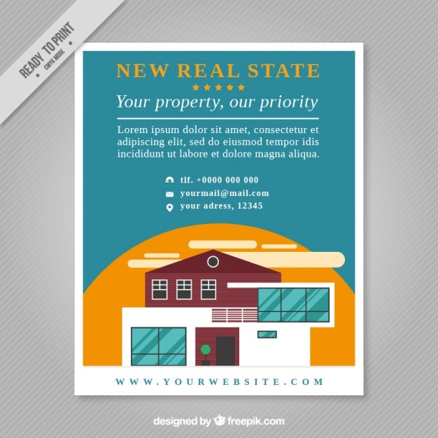 Free Vector new real estate flyer in flat design