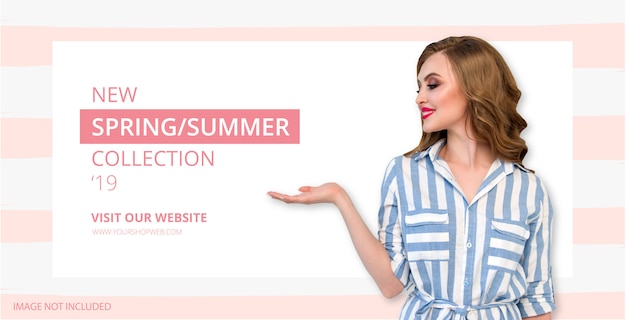 Free Vector new season banner template with pink lines