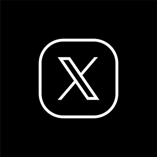 New twitter logo X icon on black background