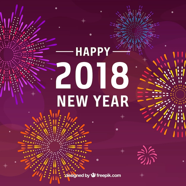 New year 2018 fireworks background