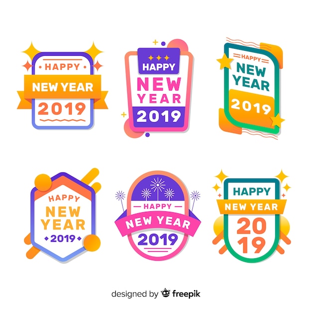 New year 2019 badge collection 