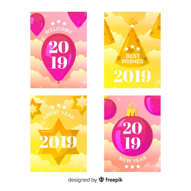 Free Vector new year 2019 cards