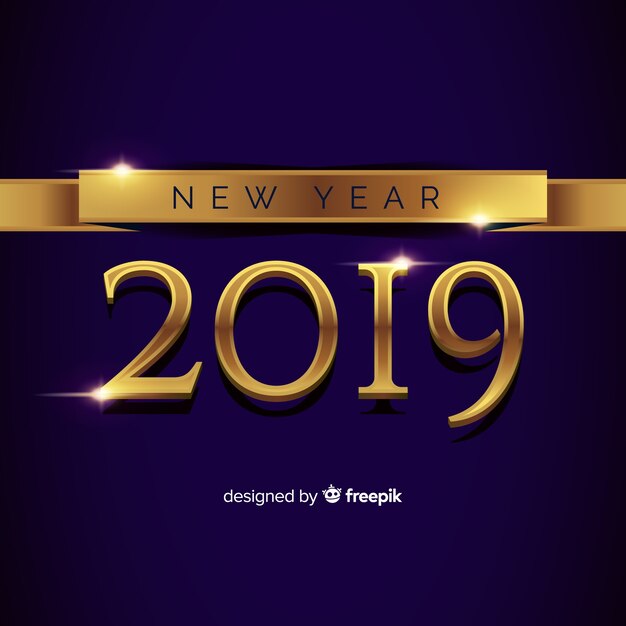 New year 2019 composition with golden style