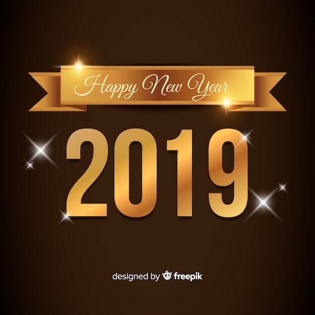 New year 2019 composition with golden style