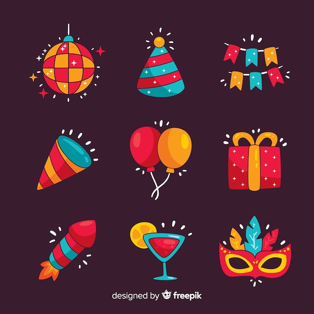 Free Vector new year 2019 decoration set