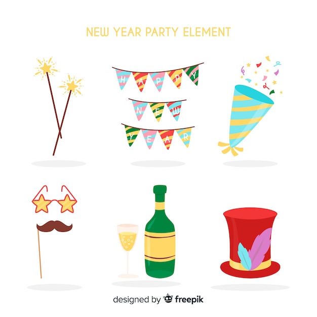 Free Vector new year 2019 decoration set