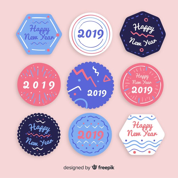 New year 2019 labels set