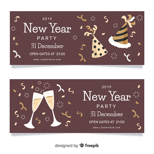 Free Vector new year 2019 party banners