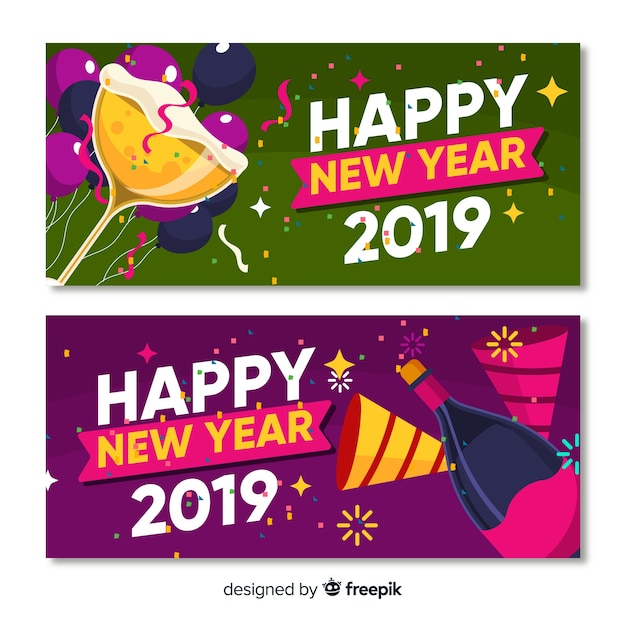 New year 2019 party banners