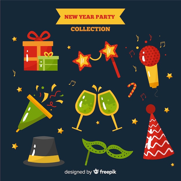 New year 2019 party elements set