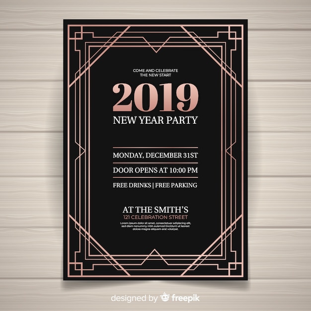 Free Vector new year 2019 party flyer