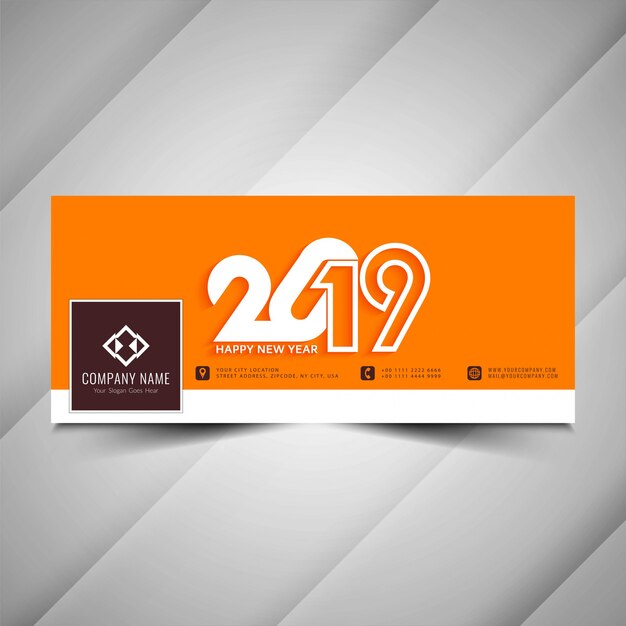 New Year 2019 social media decorative banner design