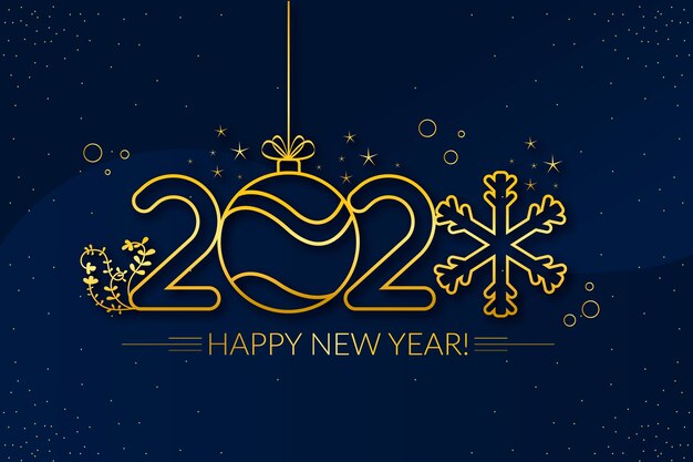 New year 2020 background concept in outline style