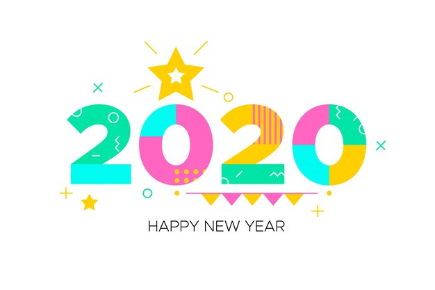 New year 2020 background in flat design