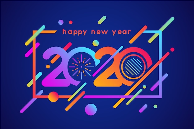 Free Vector new year 2020 background in flat design