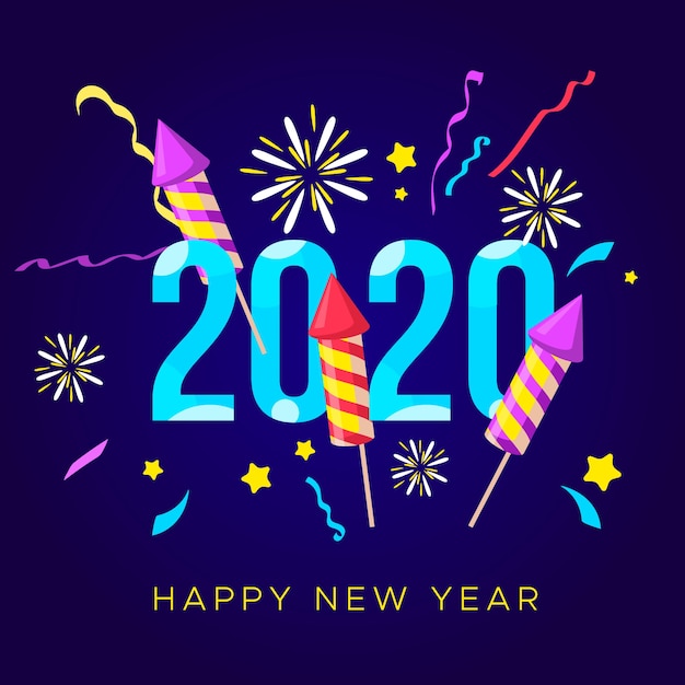 New year 2020 background in flat design